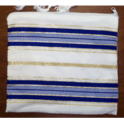 Blue and Gold Striped Prayer Shawl Bag   - 