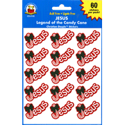 60 Self-Adhesive Stickers -- Jesus, Legend of the Candy Cane   - 
