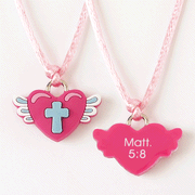 Rubber Necklace, Heart with Wings