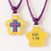 Rubber Necklace, Star with Cross  - 
