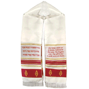 Lord's Prayer, Prayer Shawl Red with Gold Accents