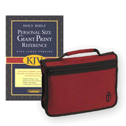 KJV Giant-Print Personal Size Reference Bible,    Imitation Leather, Burgundy, with Bible Cover  - 