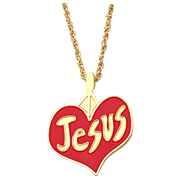 Jesus Heart, Gold Plated Pendant