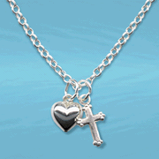My Heart Belongs to Jesus--Sterling Silver Cross and Heart Necklace  - 