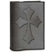 Leather Bible Cover with Cross, Black, Large