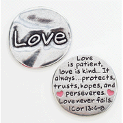 Scripture Pocket Reminder Token, Love, 1 Corinthians 13:4-8