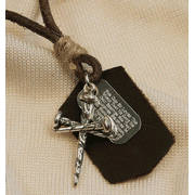 Leather Tag Necklace with Nails Cross, John 3:16