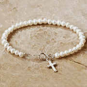 Baby's Pearl Bracelet with Cross   - 