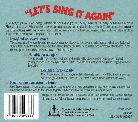 Songs Kids Love To Sing 2 Compact Disc Cd Richard Gieseke Christianbook Com