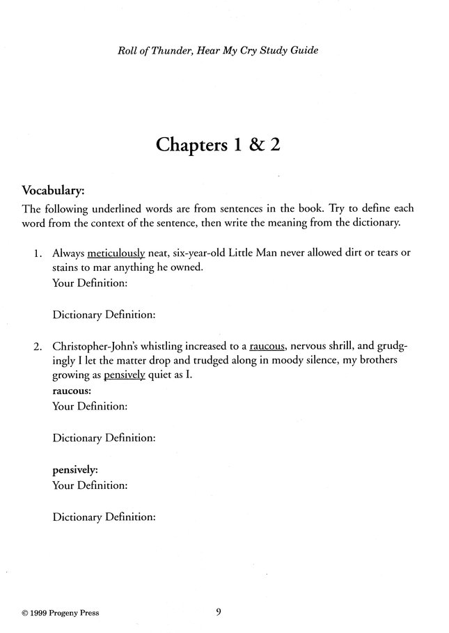 Roll Of Thunder Hear My Cry Progeny Press Study Guide Grades 6 8 Calvin Roso 9781586093488 Christianbook Com