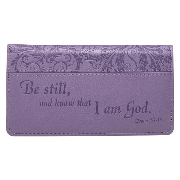 FAUX LEATHER Free Ship CHECKBOOK COVER I Can Do Everything Through Him PURPLE 