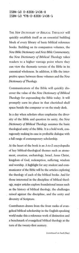 Front Flap Preview Image - 2 of 10 - New Dictionary of Biblical Theology