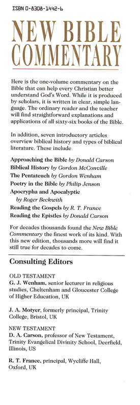 New Bible Commentary 21st Century Edition Edited By Gordon J Wenham J A Motyer D A Carson R T France Christianbook Com