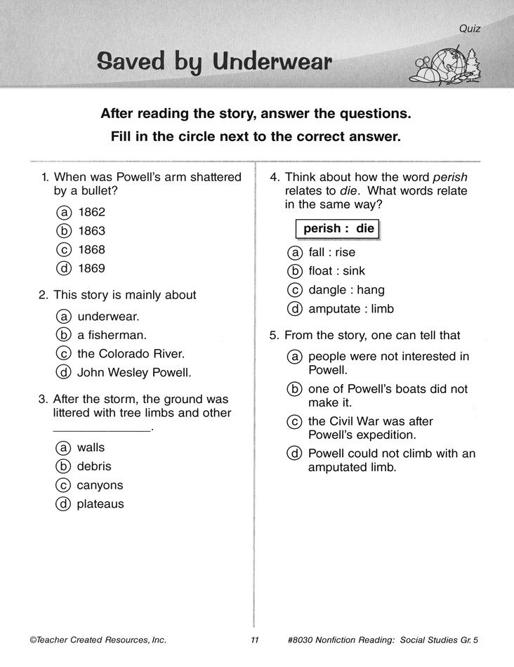 Nonfiction Reading Comprehension: Social Studies, Grade 5: Social Studies,  Grade 5