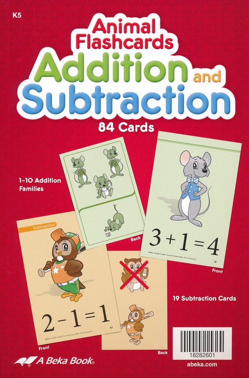 Abeka K5 Addition And Subtraction Animal Flashcards 84 Cards