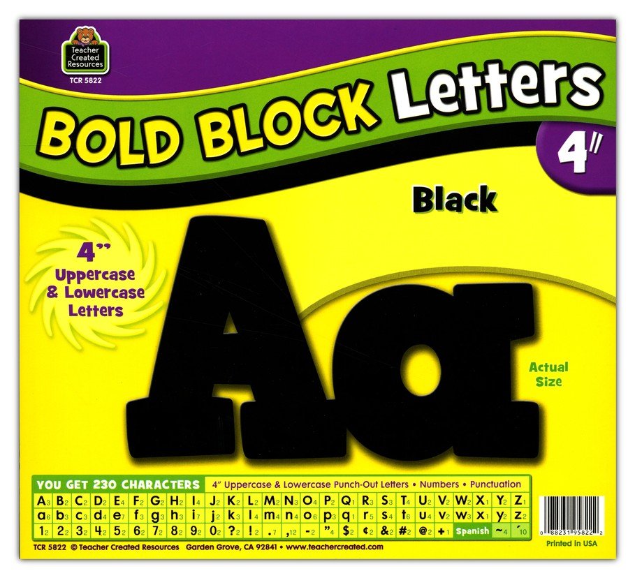 Teacher Created Resources 75174 7-Inch Bling Letters with Jewels Black