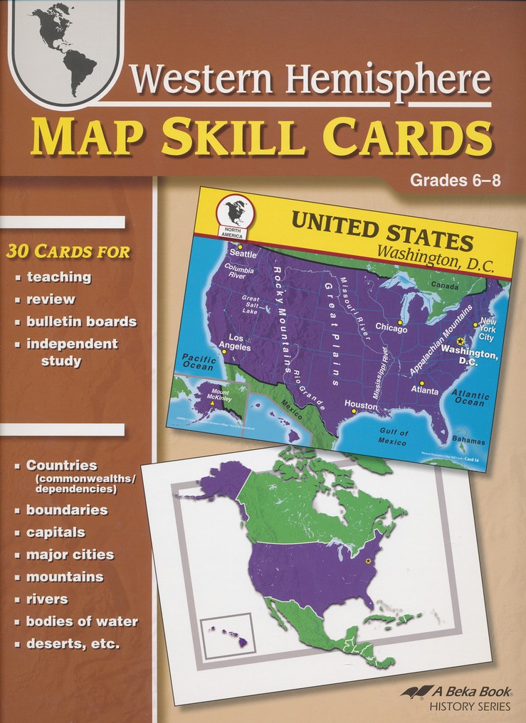 Western　Map　to　Skill　Cards--Grades　Abeka　Hemisphere
