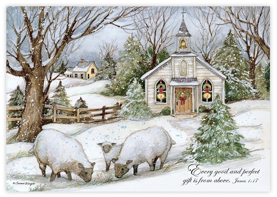 Grazing Morning Petite Christmas Cards Box Of 12 Susan Winget Christianbook Com
