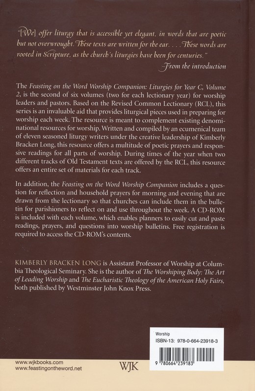 Feasting On The Word Worship Companion Liturgies For Year C Volume 2 Edited By Kimberly Bracken Long By Edited By Kimberly Bracken Long Christianbook Com