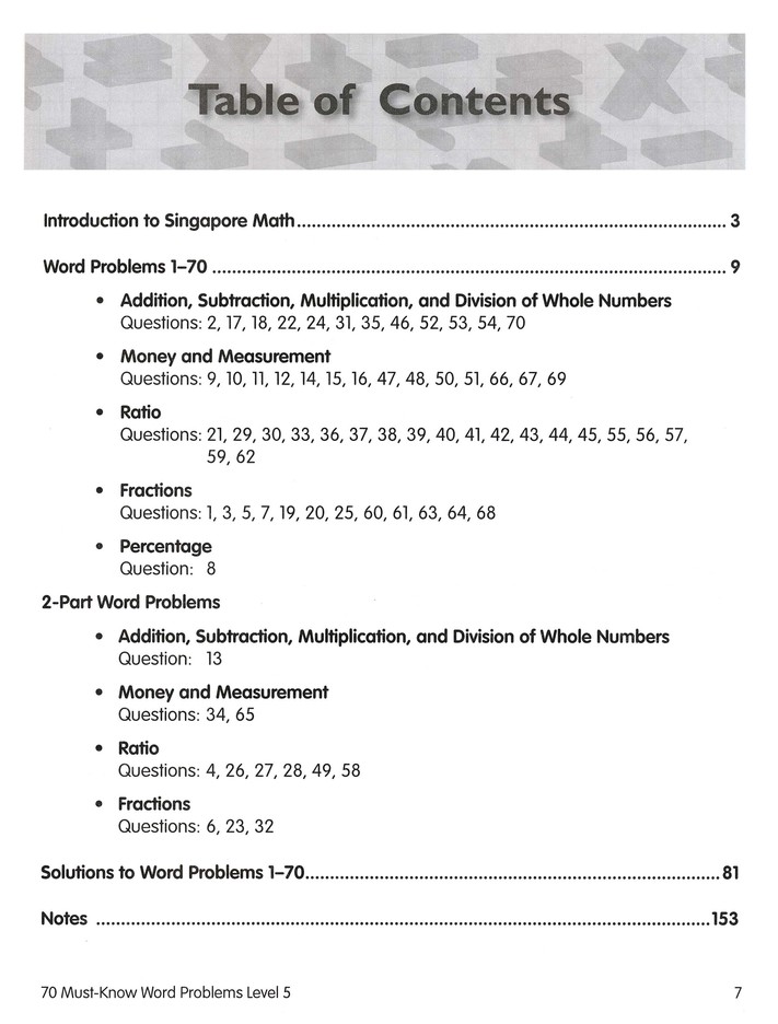 Singapore Math 70 Must-Know Word Problems, Level 5, Grade 6: 9780768240153 - Christianbook.com