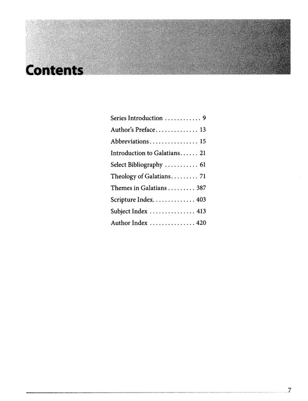 Table of Contents Preview Image - 2 of 7 - Galatians: Zondervan Exegetical Commentary on the New Testament [ZECNT]