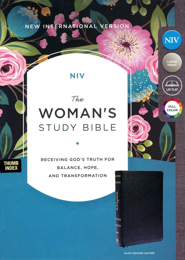 Niv Study Bible, Fully Revised Edition, Genuine Leather Black, Indexed, Cb  