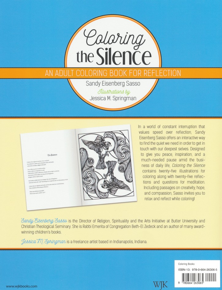 Download Coloring The Silence An Adult Coloring Book For Reflection Sandy Eisenberg Sasso 9780664263065 Christianbook Com