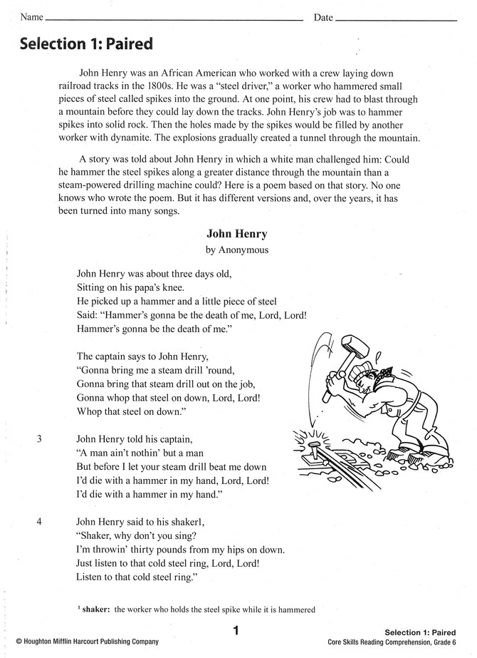 reading comprehensions year 6 a worksheet blog