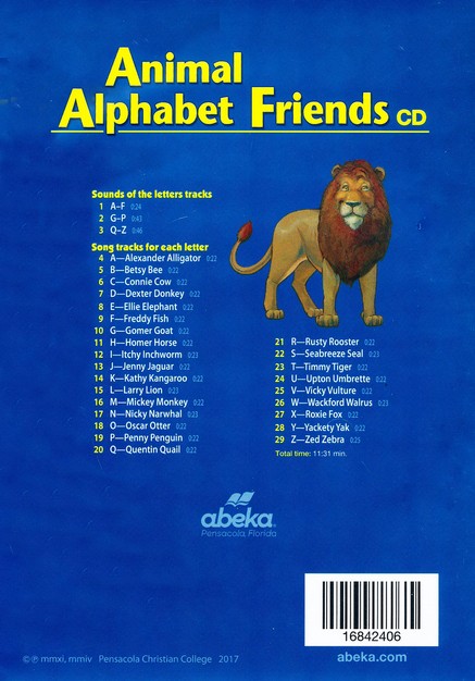 Abeka Animal Alphabet Friends  Song Photos Alphabet  