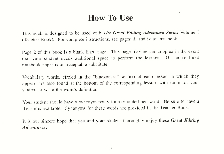 Great Editing Adventure Student Volume 1 Christianbook Com