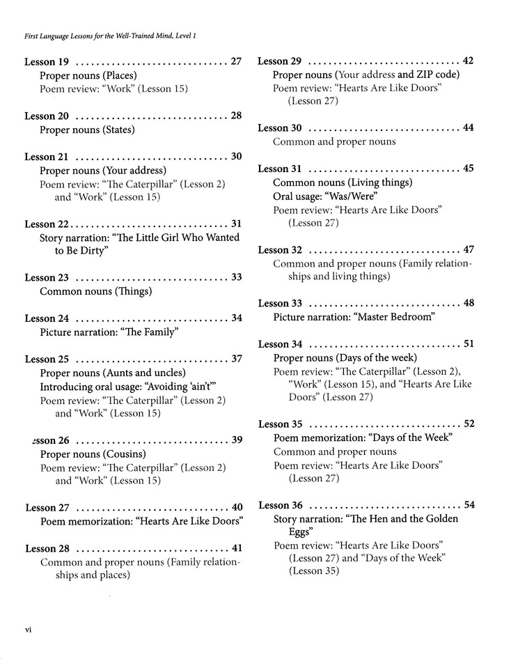 Table of Contents Preview Image - 3 of 15 - First Language Lessons for the Well-Trained Mind, Level 1