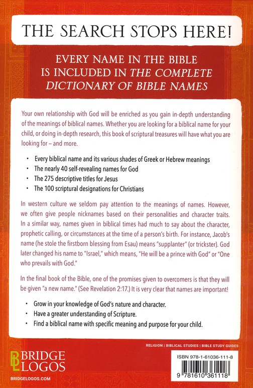 The Complete Dictionary Of Bible Names Dr Judson Cornwall Dr