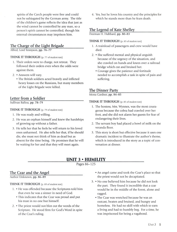 Abeka Themes In Literature Grade 9 Answer Key Christianbook 