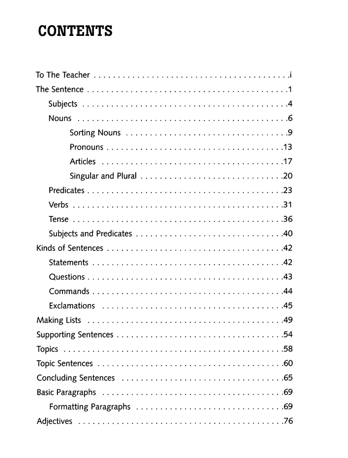 Table of Contents Preview Image - 2 of 8 - Writing Skills Book A, Grades 2-4 (Homeschool Edition)