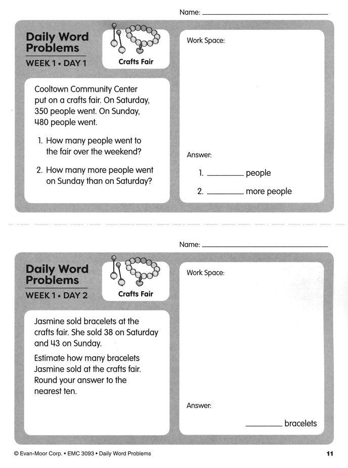 Daily Word Problems, Grade 3 (2019 Revision): 9781629388571 - Christianbook.com