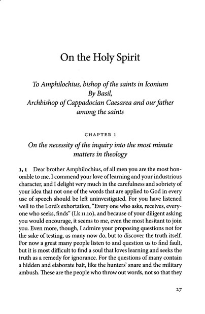 On the Holy Spirit Popular Patristics Saint Basil the Great