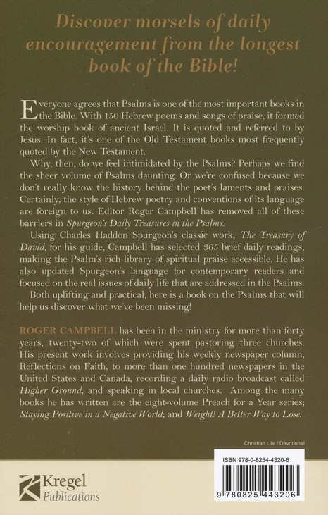 Back Cover Preview Image - 8 of 8 - Spurgeon's Daily Treasures in the Psalms: Selections from the Classic Treasury of David