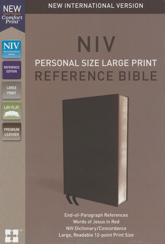 NIV Comfort Print Personal Size Reference Bible, Large Print, Premium  Leather, Black