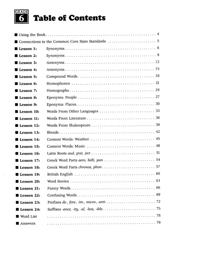 240 Vocabulary Words Kids Need to Know: Grade 6: 24 Ready-to