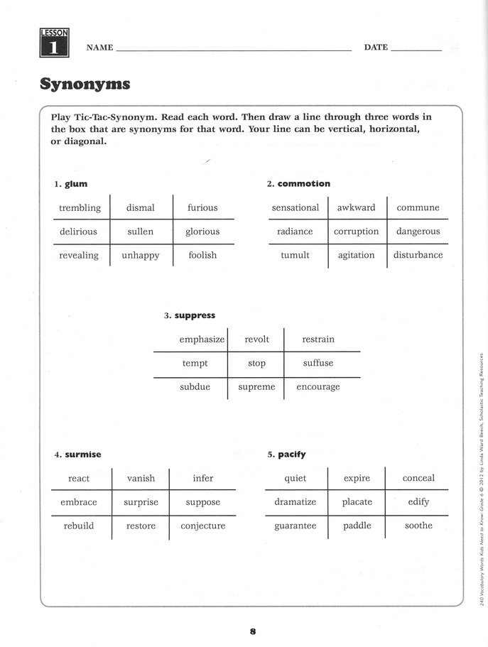 240 Vocabulary Words Kids Need to Know: Grade 6: 24 Ready-to