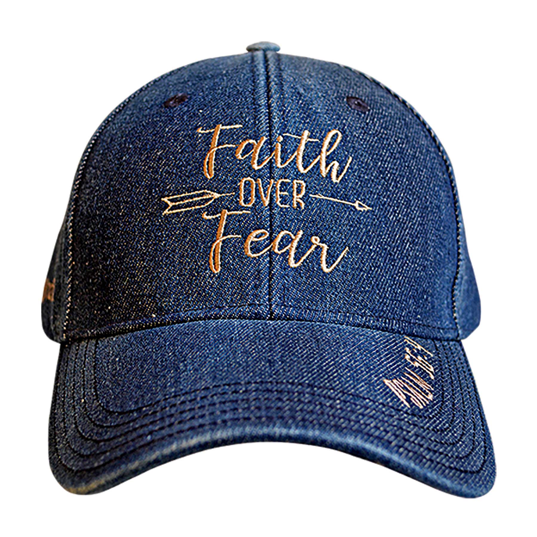 Faith Over Fear Embroidered USA-800 Adjustable Hat with Flag rim