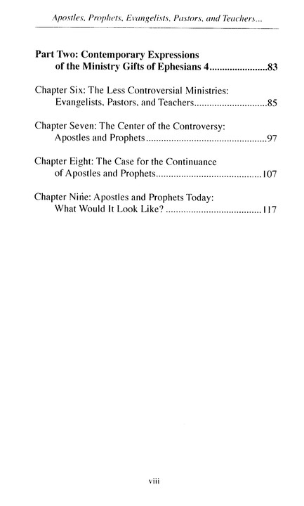 Table of Contents Preview Image - 3 of 9 - Apostles, Prophets, Evangelists, Pastors, And Teachers: Then And Now