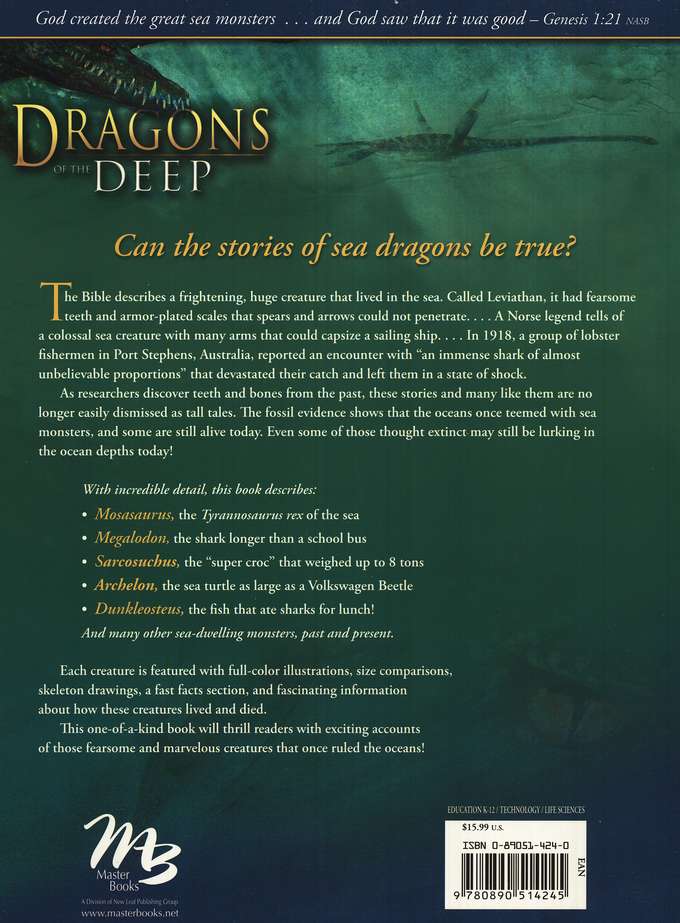 Dragons Of The Deep Ocean Monsters Past Present Carl Wieland 9780890514245 Christianbook Com