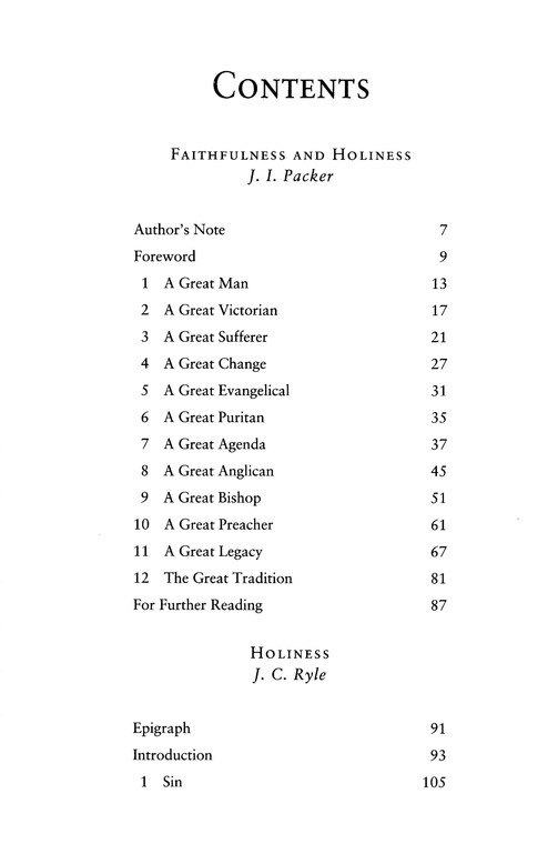 Table of Contents Preview Image - 2 of 9 - Faithfulness & Holiness: The Witness of J.C. Ryle