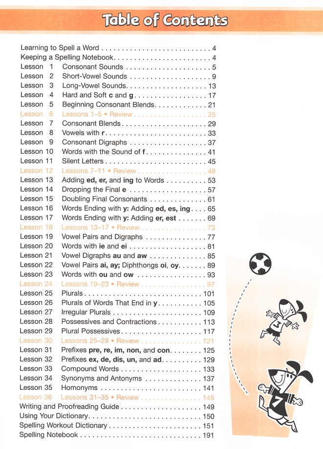 Table of Contents Preview Image - 2 of 7 - Spelling Workout 2001/2002 Level D Student Edition