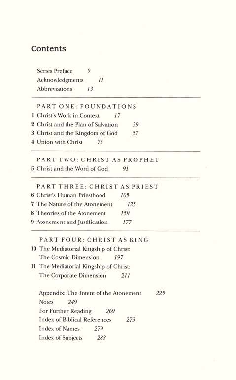 Table of Contents Preview Image - 2 of 9 - The Work of Christ: Contours of Christian Theology