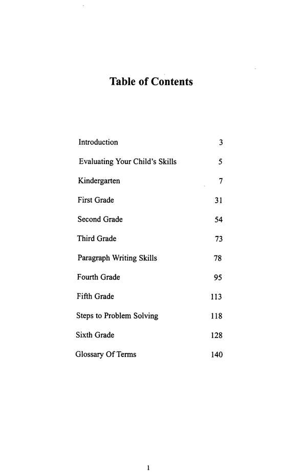 Table of Contents Preview Image - 2 of 7 - Skills Evaluation for the Home School Grades 1-6