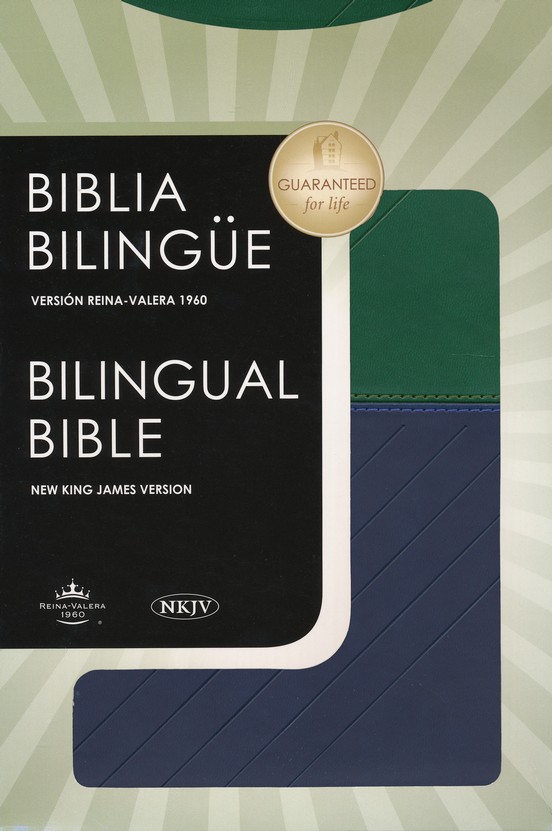 Box Cover Preview Image - 1 of 9 - Biblia Biling&uuml;e RVR 1960-NKJV, Piel Italiana Azul y Verde  (RVR 1960-NKJV Bilingual Bible, Leathersoft Blue & Green)