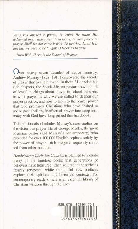 With Christ In The School Of Prayer Hendrickson Christian Classics Hardcover - 