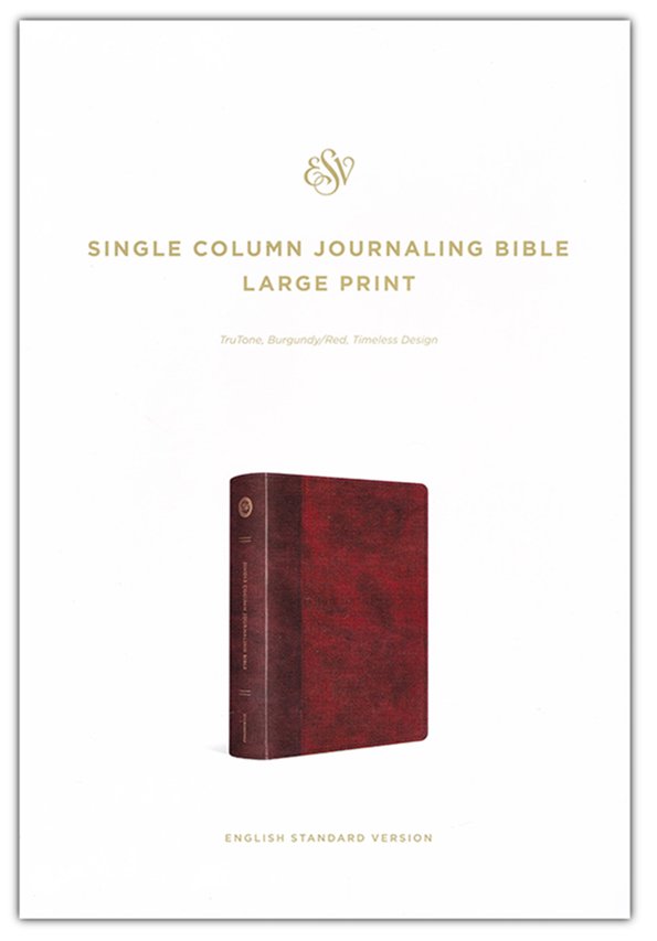 ESV Large-Print Journaling Bible--soft leather-look, burgundy/ red with timeless design: 9781433568732 - Christianbook.com